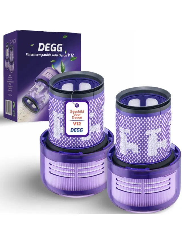 DEGG Hepa Filter Geschikt voor Dyson V12 Detect Slim - Wasbaar - Vervangt Dyson Filter V12 - Filter Steelstofzuiger - Onderdelen - Duurzaam - Premium Kwaliteit - 2 STUK(S) - CONTROLEER UW MODEL !