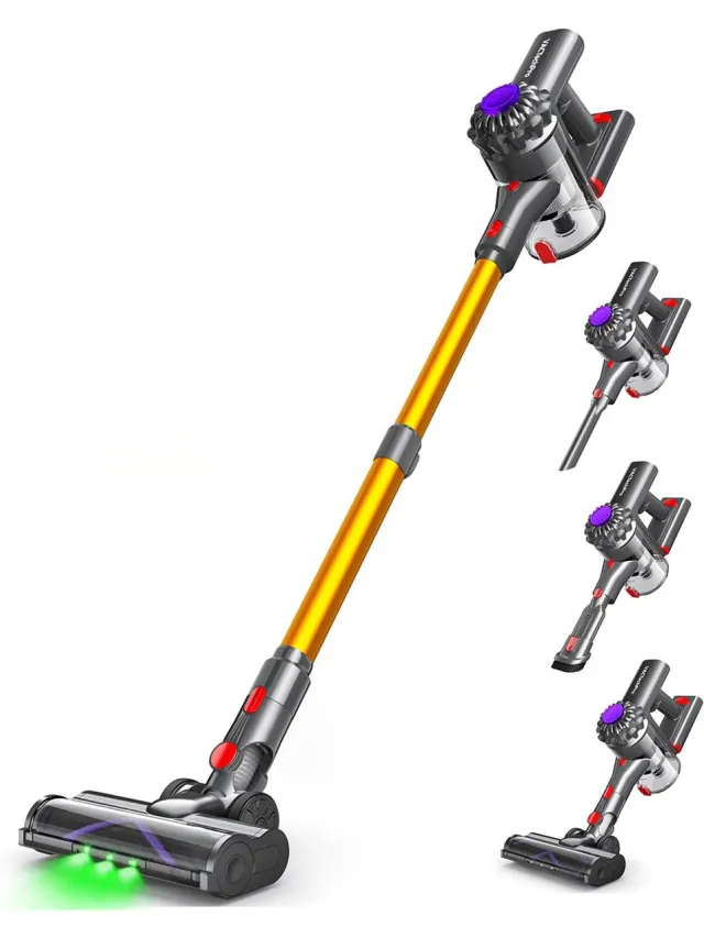 VACTechPro Steelstofzuiger Draadloos - 35000Pa - 35 Minuten - 6 in 1 - Afneembare Batterij Geel
