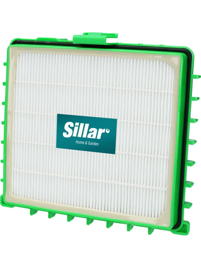 Sillar , stofzuigerfilter, luchtfilter, HEPA-filter, voor droog gebruik, vervanging, geschikt voor Rowenta-stofzuigers uit de series: Silence Force, Silence Force Compact, Silence Force Extreme, X-Trem Power, 16x14,5x2 cm, 1stk groen, wit