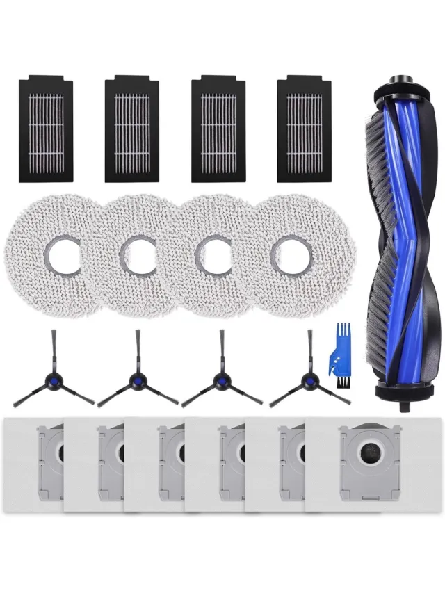 GelldG Accessoires geschikt voor de Ecovacs Deebot T50 Pro Omni/T50 stofzuigers - inclusief 1 hoofdborstel, 4 reinigingspads, 4 zijborstels, 4 HEPA-filters, 6 stofzakken en 1 reinigingshulpstuk. kleur