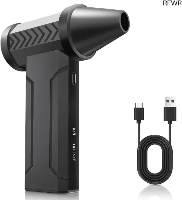 RFWR Elektrische stofventilator met 4 snelheden en 10000 mAh accu voor pc-reiniging, auto en tuin Zwart