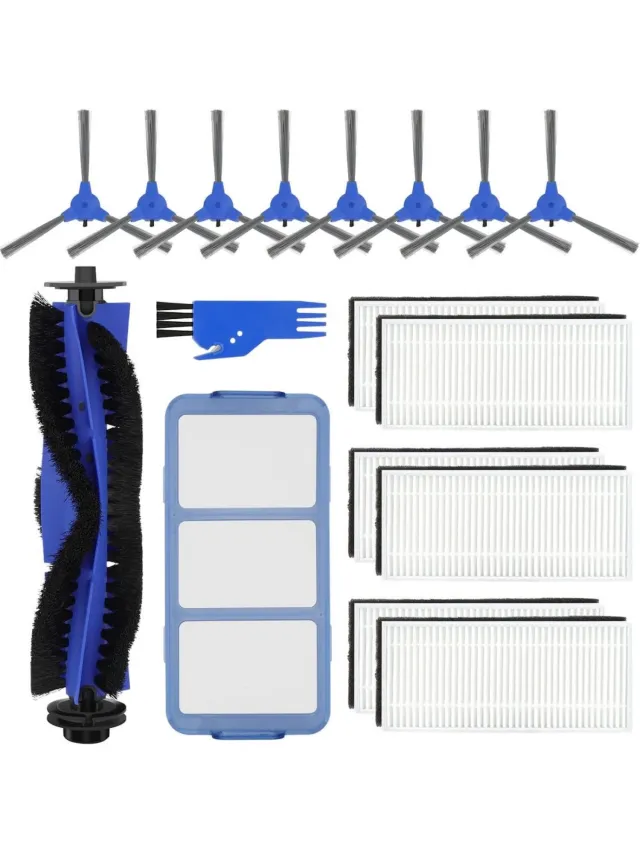 SSTRWGOOD Accessoires geschikt voor Eufy RoboVac 11S, 30, 30C, 35C, 15C, 15T en 12 robotstofzuigers - Set met vervangende onderdelen - Bevat 1 rolborstel, 6 HEPA-filters, 8 zijborstels, 1 primair filter en 1 reinigingsborstel Blauw