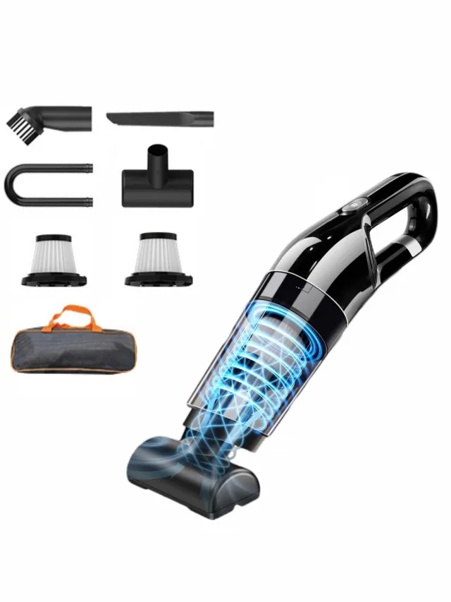 Mrilary Draadloze Handstofzuiger Set - 10000Pa sterke zuigkracht - nat & droog reinigen - Met 2 Filters en Opbergtas - lichtgewicht draagbare mini stofzuiger voor auto, huis, keuken en kantoor Zwart
