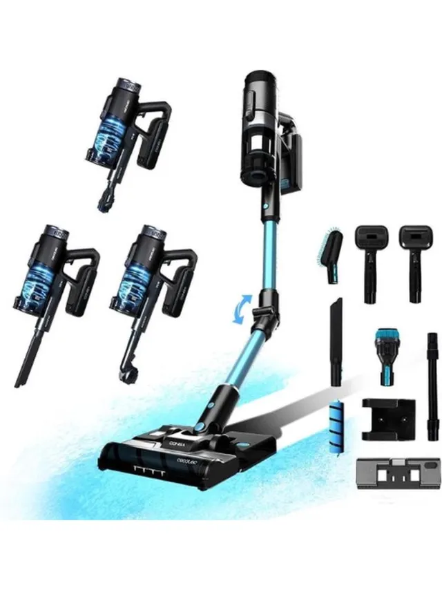Thuys Luxe 3 in 1 Steelstofzuiger – Stofzuiger zonder Zak – Op Accu – Draadloos – Wireless Vacuum Cleaner – Kruimeldief – 7 Mondstukken – 215W – Blauw