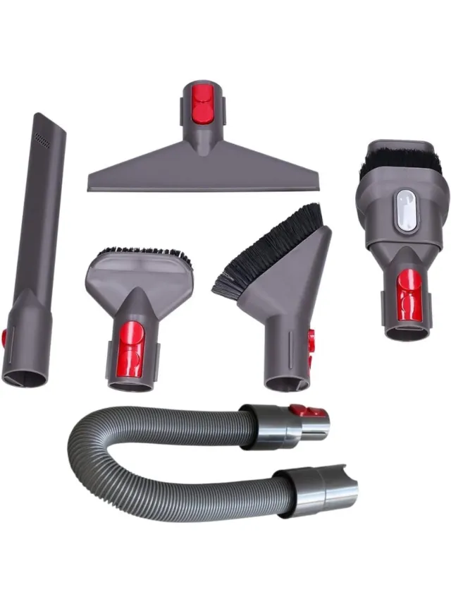 San Marque Vervangingsset Accessoires geschikt voor Dyson Stofzuigers - 6-delige Kit met Slangverlenging voor Dyson V7, V8, V10, V11, V15 | Perfecte Pasvorm en Grondig Schoonmaken Zwart