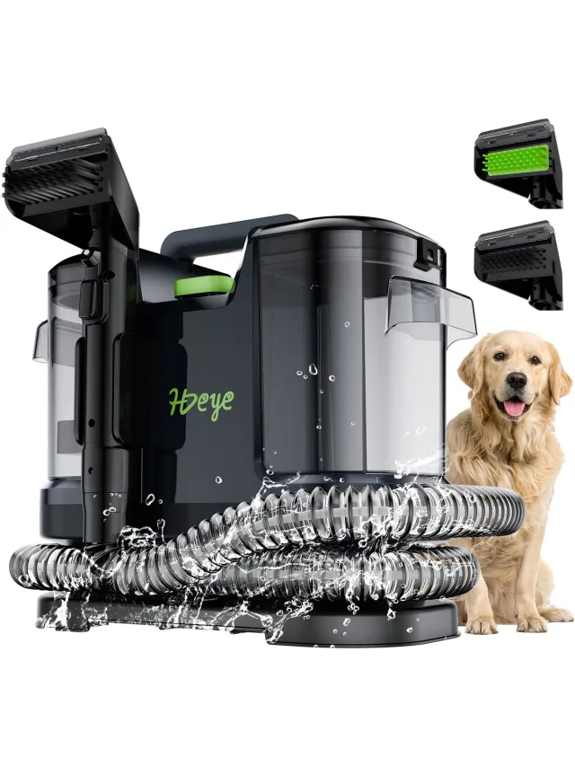HDeye M-304 Nat- & Droogzuiger – 500W, 70dB, Draagbaar, Spot Cleaner voor Tapijten & Meubels Zwart