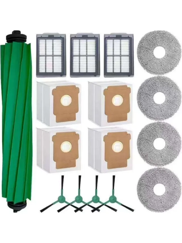 GelldG 16 stuks vervangingsonderdelenset - 1 hoofdborstel, 3 HEPA-filters, 4 zijborstels, 4 stofzakken en 4 reinigingsdoeken - Geschikt voor iRobot Roomba Plus 405/505/507 combistofzuiger groente