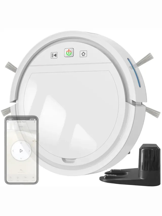 Therob Smart Robot stofzuiger met borstels en dweil functie in gratis Tuya en Smartlife app. wit