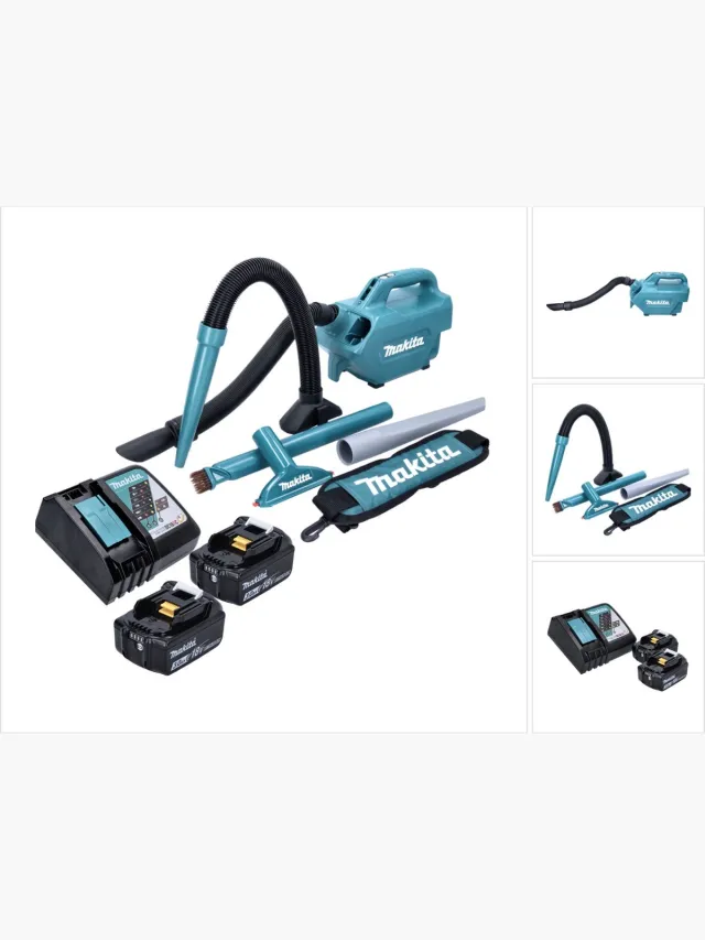 Makita DCL 184 RF snoerloze stofzuiger 18 V 54 mbar 0,5 l + 2x oplaadbare accu 3,0 Ah + lader groen