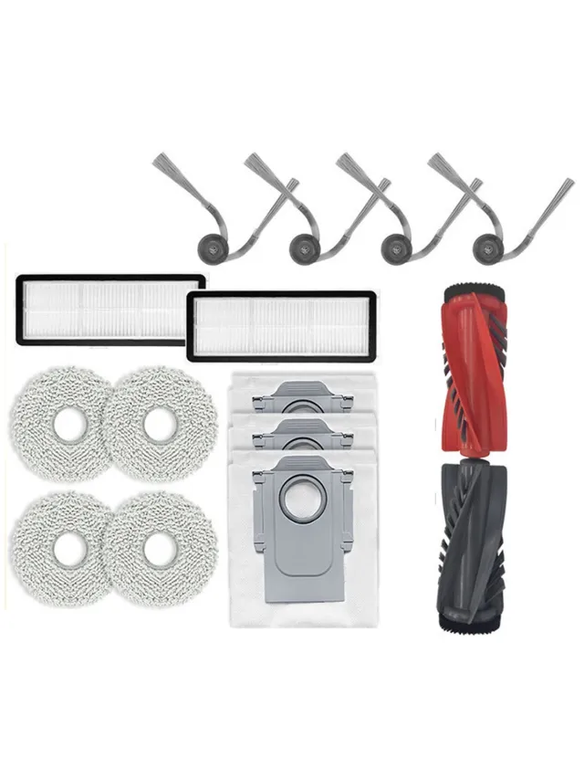 Inf Roborock Q Revo Curv accessoirepakket - 1 hoofdborstel, 4 dweildoeken, 2 filters, 3 stofzakken, 4 zijborstels - Complete set voor efficiënte reiniging Veelkleurig