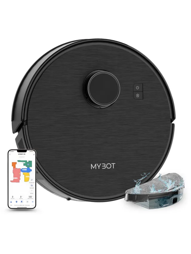 MYBOT X9 - Robotstofzuiger Met Dweilfunctie - 6500PA Zuigkracht - Ideaal voor Huisdieren - Zelflerende Robotstofzuiger - Met Laadstation - Uitgebreide Mapping - LDS Laser Navigatie Zwart