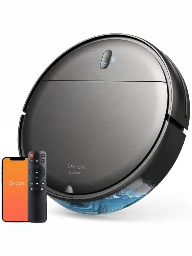 Skoov EcoPulse Robotstofzuiger met Dweilfunctie en Laadstation - Dweilrobot - Stofzuiger Robot en Dweil in 1 - Huisdieren en Hondenharen - Dynamische Navigatie - App & Afstandsbediening - Zwart