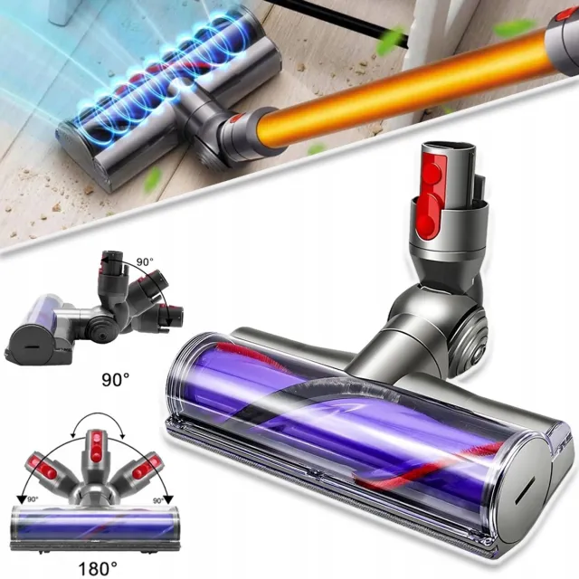 CHOOLY Stofzuigerborstel Met Nylonfilamenten Met Hoge Dichtheid 180° Verstelbaar - Voor Dyson V7 V8 V10 V11 V15 - Geschikt Voor Alle Vloeren Kliksysteem Zachte Borstelharen - Grijs