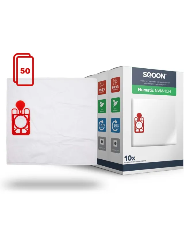 SQOON Stofzuigerzakken - Geschikt voor Numatic Henry, Hetty, James & PPR-240 | Voordeelset 50 Stuks | NVM 1CH | Model 604015