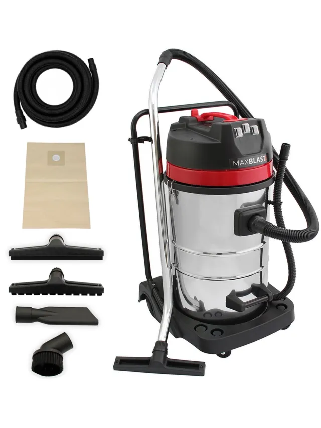MonsterShop Maxblast nat-/droogzuiger 80 l - 3000 w - 5 m slang - rvs behuizing Zilver