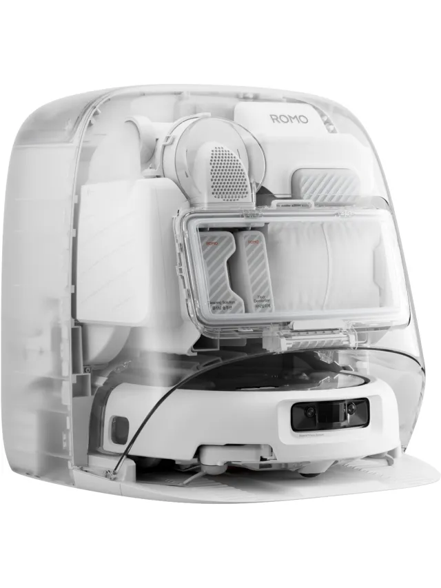 DJI Robotstofzuiger ROMO P2 (Water Tank Version) - 36.000 Pa zuigkracht - Geschikt voor huisdierharen - Zuig- & Dweilcombinatie - Zelfreinigend Basisstation - AI & LiDAR Transparant