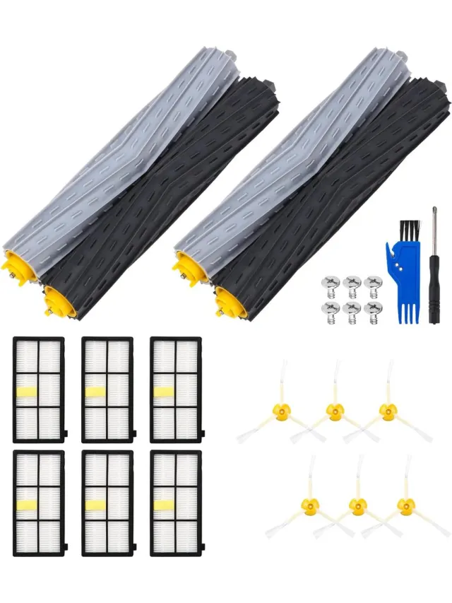 AMtechno Reserveonderdelen geschikt voor iRobot Roomba 860 865 870 880 896 960 966 971 976 980 981, borstels accessoires voor Roomba 800 900-serie, 2 sets rubberen borstel, 6 filters HEPA, 6 zijborstel Grijs