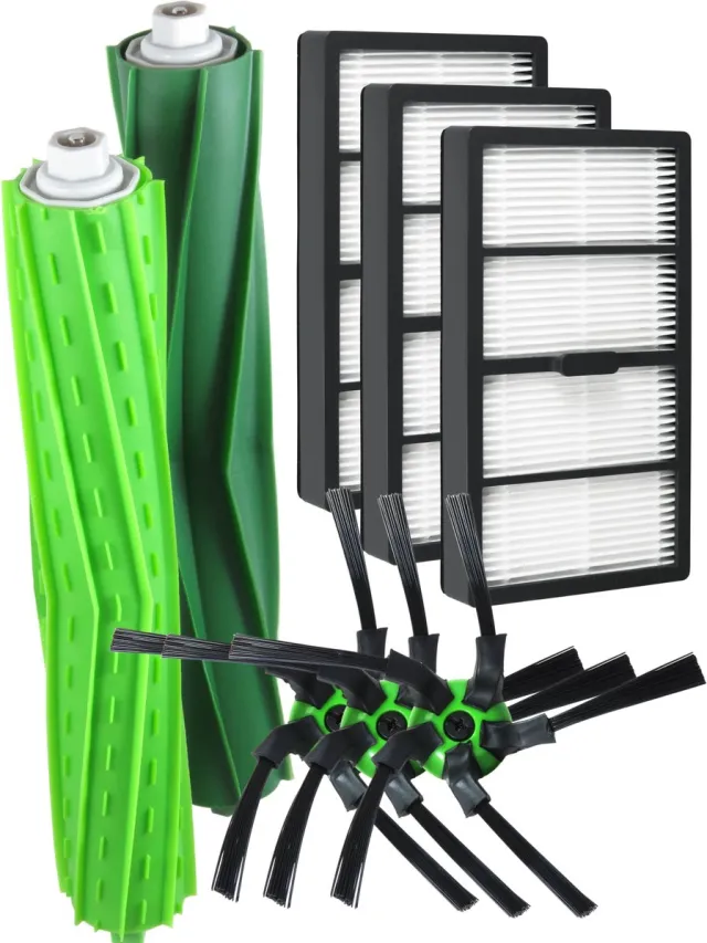 Dparts vervangingsset geschikt voor iRobot Roomba - voor S9 en S9+ - 3x HEPA filter - 3x zijborstel - 2x rubberen borstels - robotstofzuiger onderdelen - vervangkit - nr. 4655986 Groen