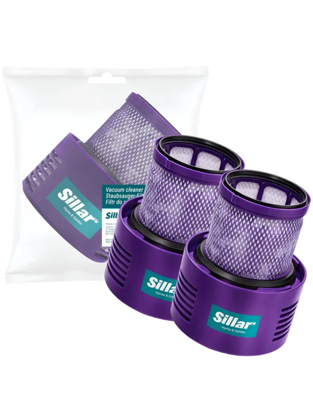 Sillar Stofzuigerfilters - Wasbaar - Vervangend Filter voor Dyson Stofzuiger – Geschikt voor V10, SV12, SV27 – 2 Stuks Violet