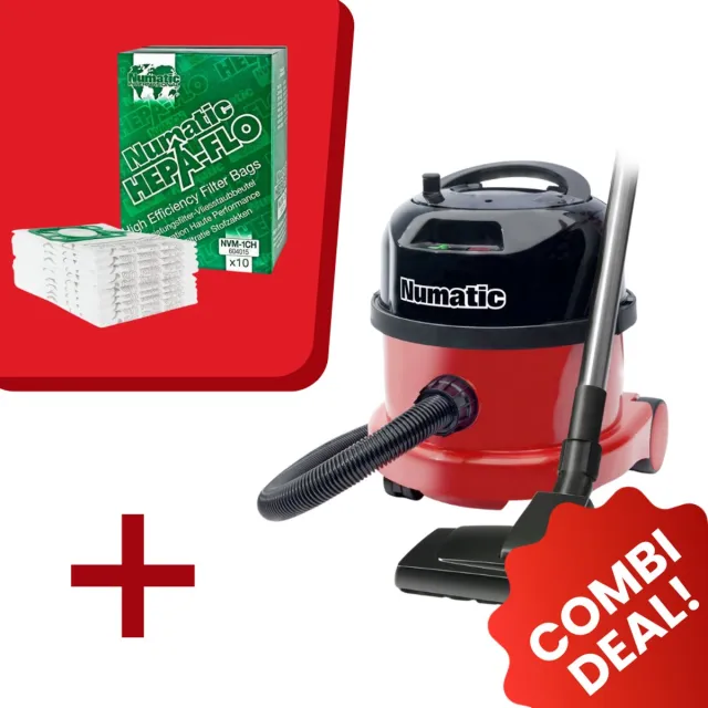 Numatic Stofzuiger PPR240-11 - Rood - Inclusief 10x Stofzuigerzak NVM-1CH Hepa
