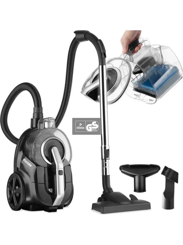 Tectake Zakloze Stofzuiger VC900 - Sterke 900 W Stofzuiger met Snoer - Eenvoudig Schoon te Maken - Zonder Zak - Geschikt voor Tapijten en Gladde Vloeren - Snoerlengte 490cm grijs