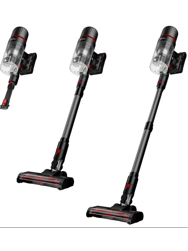 Hyundai draadloze steelstofzuiger Vortex Pro met laad- en leegstation zwart, rood, foto 4