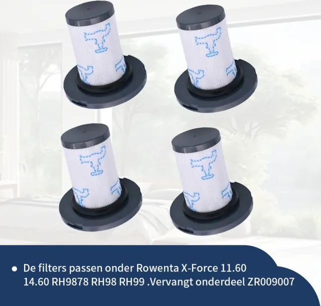 Replacements Filters geschikt voor Rowenta - Tefal- ZR009007 - 4 stuks Wit Zwart
