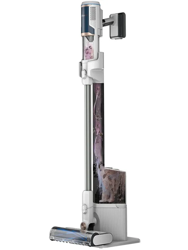Shark Clean & Empty Draadloze Steelstofzuiger met Laad- Leegstation - BU3521EU - Accuduur: 40 minuten - stofzuiger met zelflegend systeem - houdt vuil en stof tot wel 30 dagen vast - Compact Design - Geschikt voor Tapijt, Harde Vloeren en Dierenharen Wit