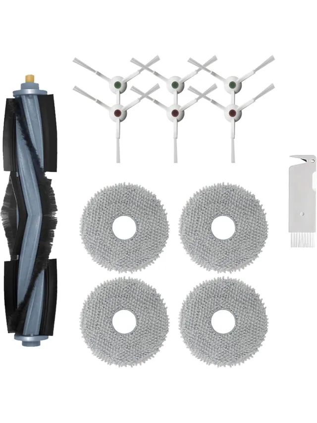 AMtechno Accessoires Kit geschikt voor Deebot T20 Omni/X1 Omni/X1 Turbo/T10 Omni/T10 Turbo Robot Stofzuiger Onderdelen, 1 Hoofdborstel, 4 Mop Pads, 6 Zijborstel, 1 Reinigingsborstel Wit