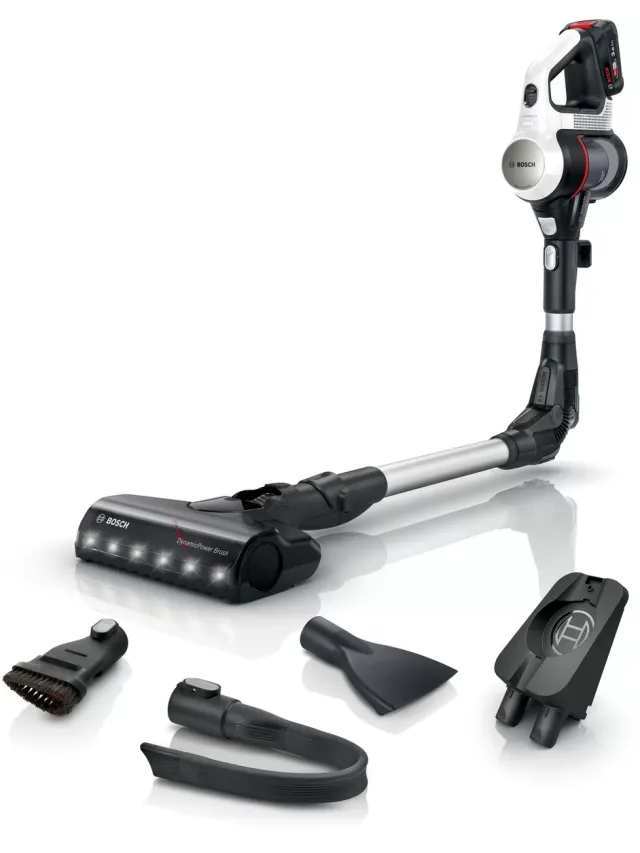 Bosch Unlimited 7 – Steelstofzuiger Draadloos 220W – Draadloze Stofzuiger – Op Accu – Zonder Zak – BBS711W wit
