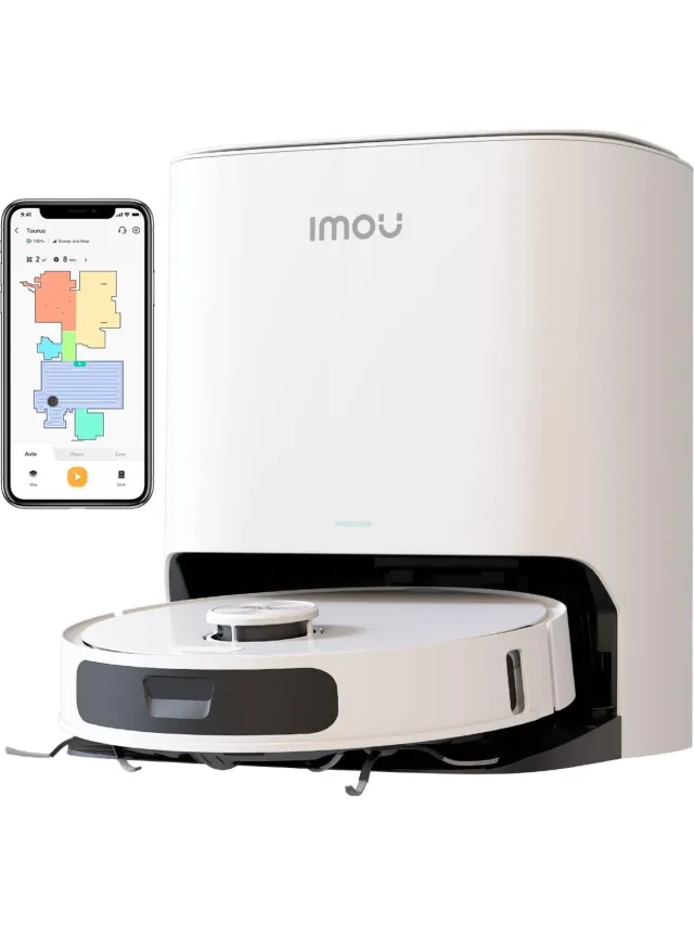 Imou RV3 - Robotstofzuiger met grondinge dweilborstels - Razendsnelle inkaartbrenging door LIDAR sensor - Opslag Plattegrond 3 Verdiepingen - Automatische lediging - AI Aangedreven door Imou Sense - 8500 Pa - 180 minuten aaneengesloten reinigen Wit