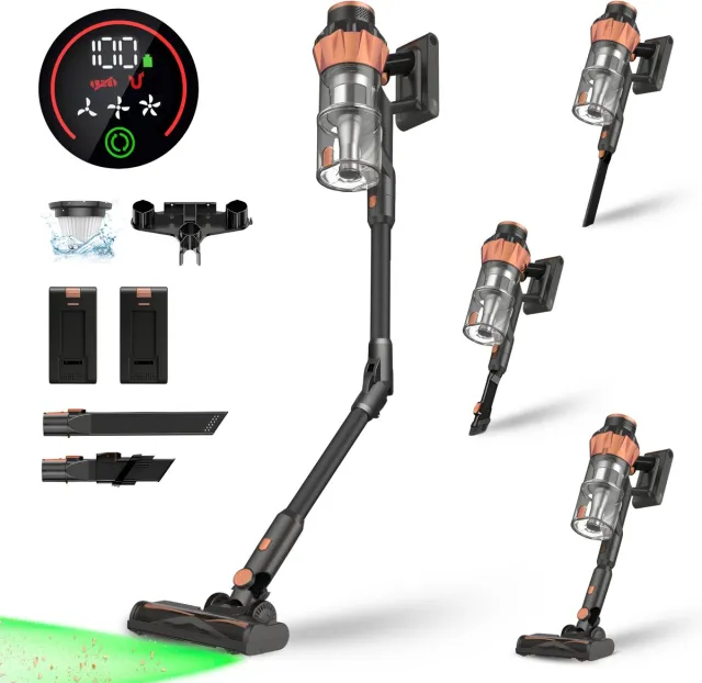 MYBOT S10 VisionPro - Steelstofzuiger - 2 Accu's - 430W - 34Kpa - 3 Zuigniveaus - Vacuum Cleaner - Steelstofzuiger Draadloos - Zonder Zak - Op Accu Zwart