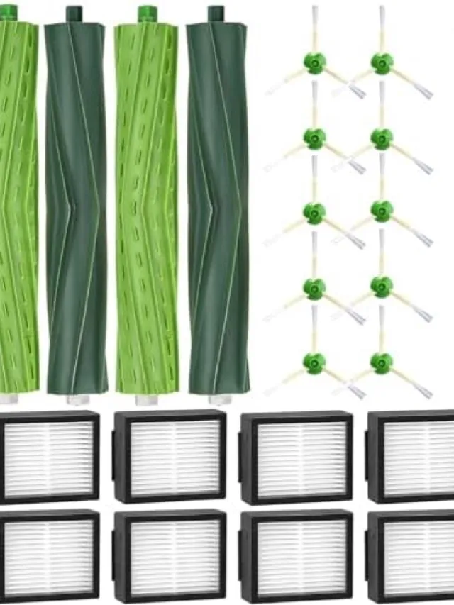 PromoHome Reserveonderdelen voor iRobot Roomba E/I/J-serie, i7 i7+ i3 i3+ i4 i4+ j7 j7+ E5 E6, borstelaccessoires compatibel met iRobot Roomba, 2 sets rubberen borstels,8 hoogwaardige filters, 10 zijborstels Zwart