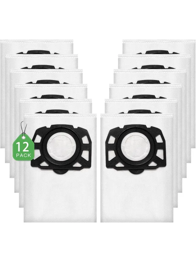 Namajunas Stofzakken - Stofzuigeraccessoires - 12 stuks KFI 357 stofzuigerzakken geschikt voor Kärcher WD2, WD3, KWD1, KWD2, KWD3, WD3.200, WD3.800 M, SE4001, SE4002 stofzuiger - voor nat-/droogzuiger en wasstofzuiger - vervangt 2.863-314.0 zakken Wit 357