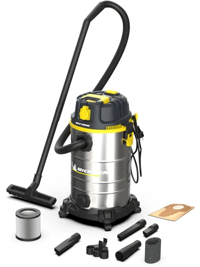 Michelin HP30 PRO nat- en droogstofzuiger | 30 l | zakloos met filterschudder Geel