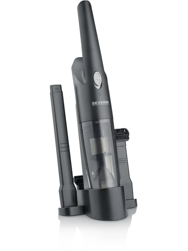 Severin HV 7130 3-in-1 draadloze handstofzuiger, Nat en droog-functie, 60 watt vermogen, 7,4 V / 2.000 mAh Li-ion-accutechnologie, Tot 25 minuten in ECO-modus, tot 12 minuten in power-modus, Slank ontwerp voor eenvoudig gebruik zwart