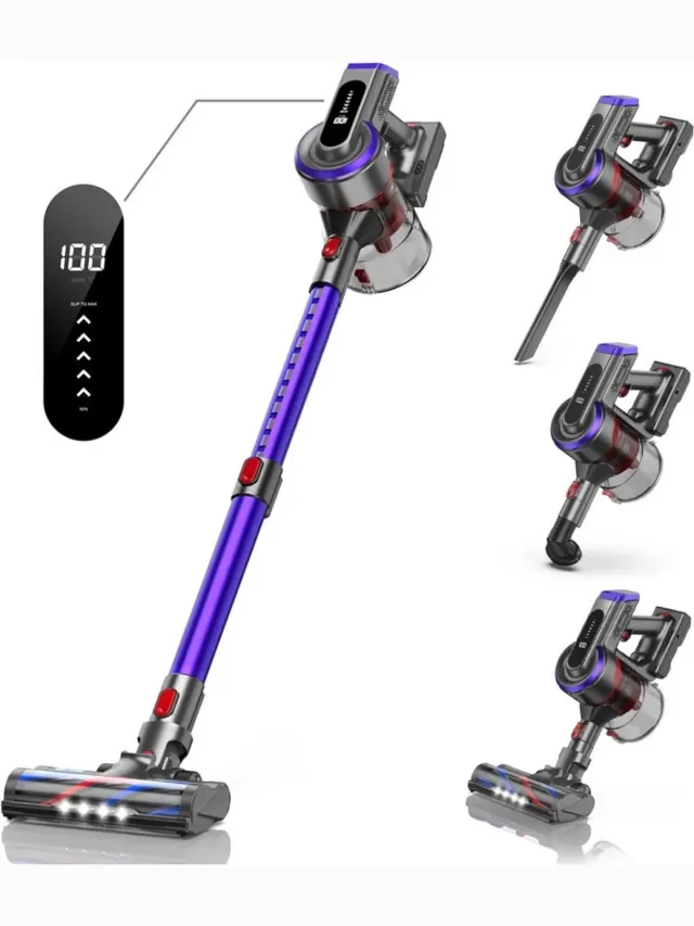 Laresar Buture Draadloze Steelstofzuiger 450w zonder zak Met Touch Display Paars