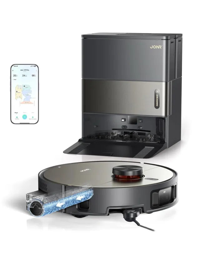 Jonr X9PRO Robot Stofzuiger met Dweilfunctie - All-in-One Station - Sterke Zuigkracht - Heet water Mopwas Zwart