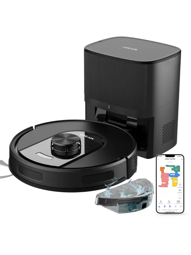 MYBOT X10 PRO - Robotstofzuiger Met Dweilfunctie - 6000PA Zuigkracht - Ideaal voor Huisdierharen – Laad- & Leegstation – LiDAR Navigatie Zwart