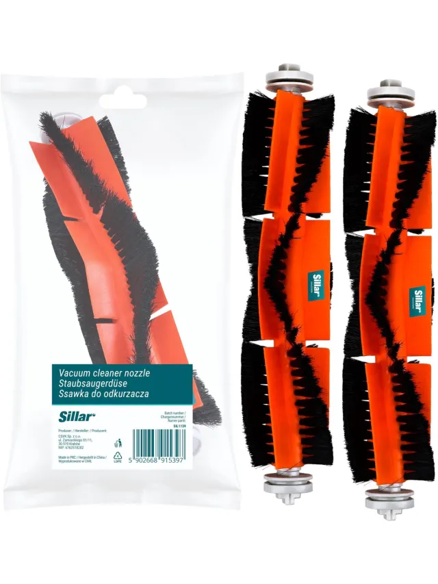 Sillar , Set 2 stofzuigerborstel, rolborstel, hoofdborstel voor robotstofzuiger, geschikt voor Xiaomi Mi Robot Vacuum Cleaner, Mi Roborock, Robot Vacuum Cleaner, vervanging SDZS01RR SDZS03RR SDZS04RR Rood, zwart