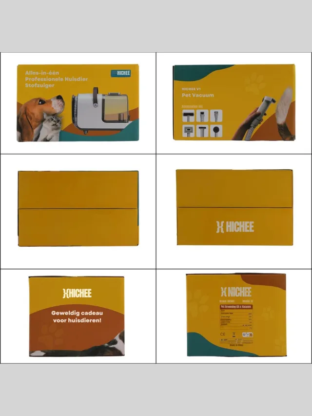 PEAM Hondentondeuse Met Stofzuiger En Hondenborstel – Elektrische Huisdierborstel Met 12.000 Pa Zuigkracht En 2-5 L Capaciteit (Witgrijs)