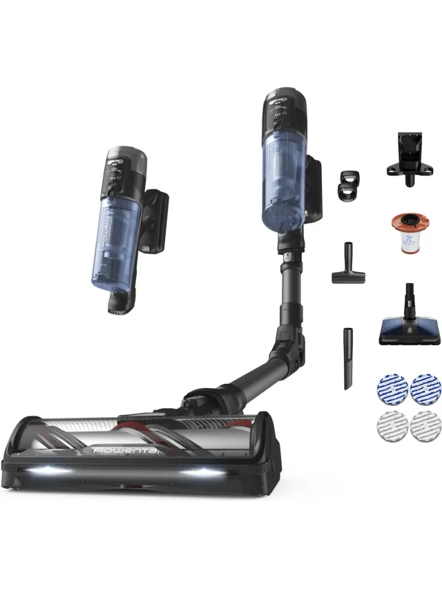 Rowenta X-Force Flex 12.60 NEO RH9LC1 - Steelstofzuiger - Draadloos - Met Dweilfunctie - Flexibele buis - LED verlichting zuigmond - 150 Airwatt - 60 min. gebruikstijd Blauw
