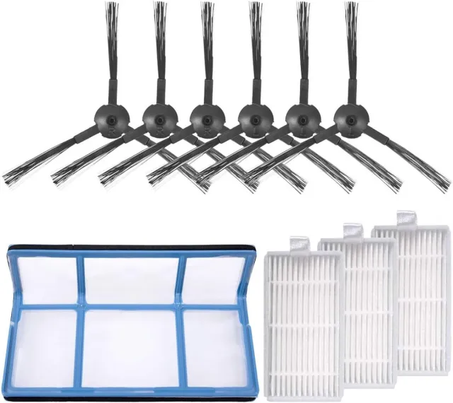 ILife ZACO 10 stuks accessoires - 3 paar Zijborstel , 3 Filter en 1 Primair filter - Voor ilife V3 V3s V5 V5s V3SPRO V5SPRO V50 - Voor ZACO V5sPro en V5x robotstofzuiger Wit