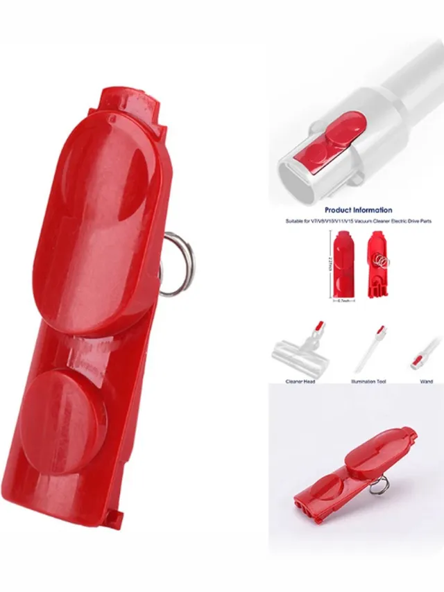 TLVX Sterke Clip Geschikt voor Dyson V7 / V8 / V10 / V11 / V15 / Dyson Knop met veer / Dyson Schakelaar / Steel Stofzuiger connector knop / Rode verbindingsknop / Clip – Vergrendelingsknop / Cleaner Head / Wand Tool / Bevestigingsknop Dyson / 1 stuks Rood