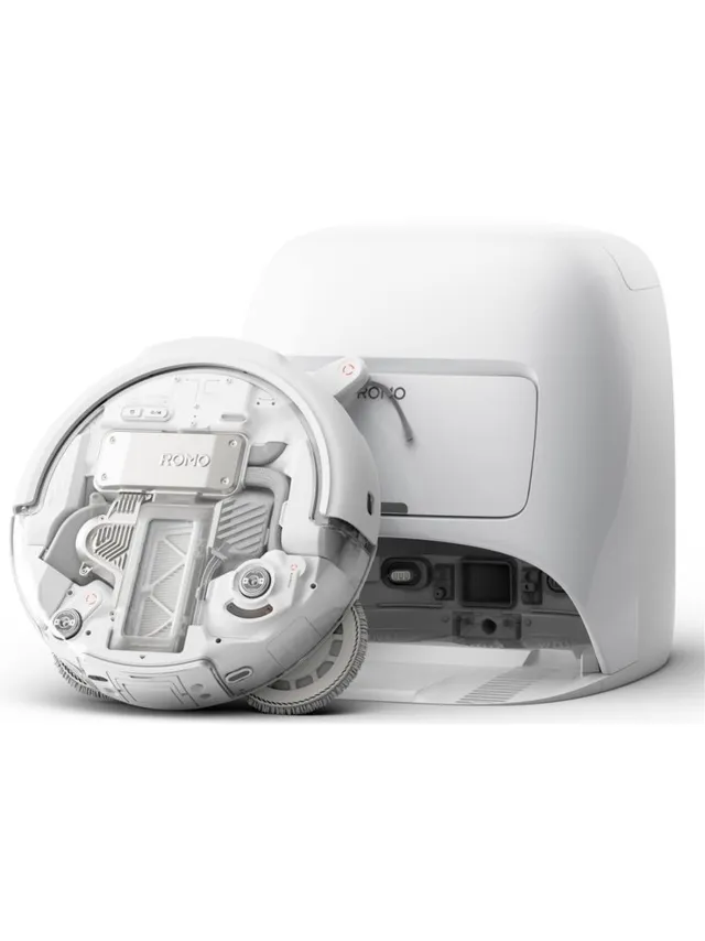 DJI Robotstofzuiger ROMO A (Watertank versie) - Robotstofzuiger met dweilfunctie - 25.000 Pa zuigkracht - Obstakeldetectie op millimeter niveau - Wit & transparant design