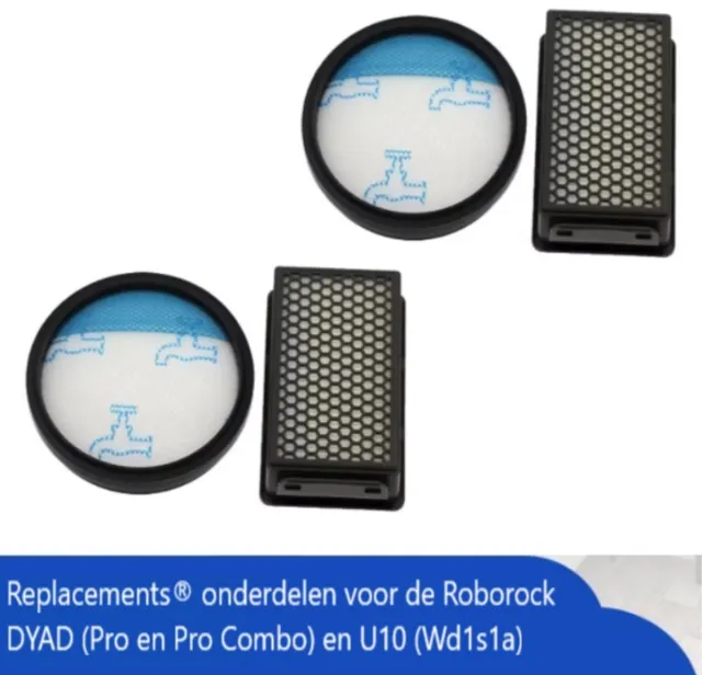 Replacements Premium filterset – 2×2 Filters voor Rowenta Compact Power Cyclonic (RO37xx) wit / blauw