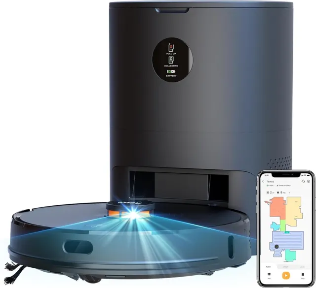 Imou Robotstofzuiger - Laadstation - Leegt automatisch - 2700Pa - Appbediening - Stembediening - Vacuümzuiger - 110 minuten - Dweilen - Lidar - Navigatiesysteem - 3 liter - 60 dagen niet legen zwart
