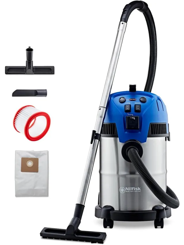 MELVRA Nat- en Droogzuiger - Alleszuiger - 1400W - 30L - Met Stopcontact - Bouwstofzuiger voor Werkplaats, Huis, Tuin en Auto - Industriële Stofzuiger Blauw