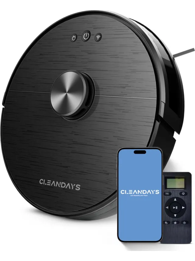 CleanDays Lidar Robotstofzuiger met Dweilfunctie - Laser Navigatie - Y-mopping dweilrobot - geschikt voor huisdieren - met laadstation - CleanDays XR-500 zwart