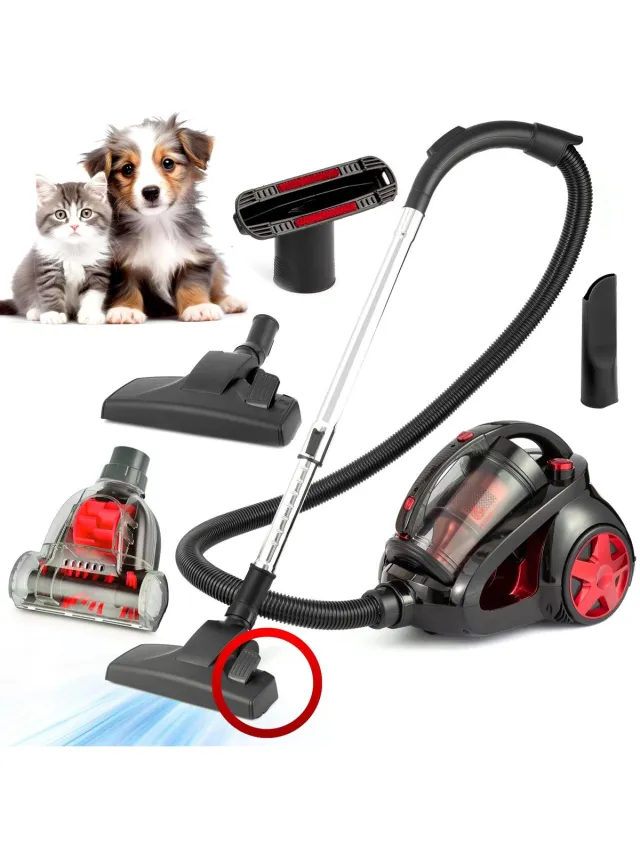 AG AG3000 Stofzuiger Zonder Zak - Stofzuigers - Dierhaarbestendig -Vacuum Cleaner Zakloos - Geschikt Voor Dierenharen - 900W - Sterke Zuigkracht - Rood Zwart